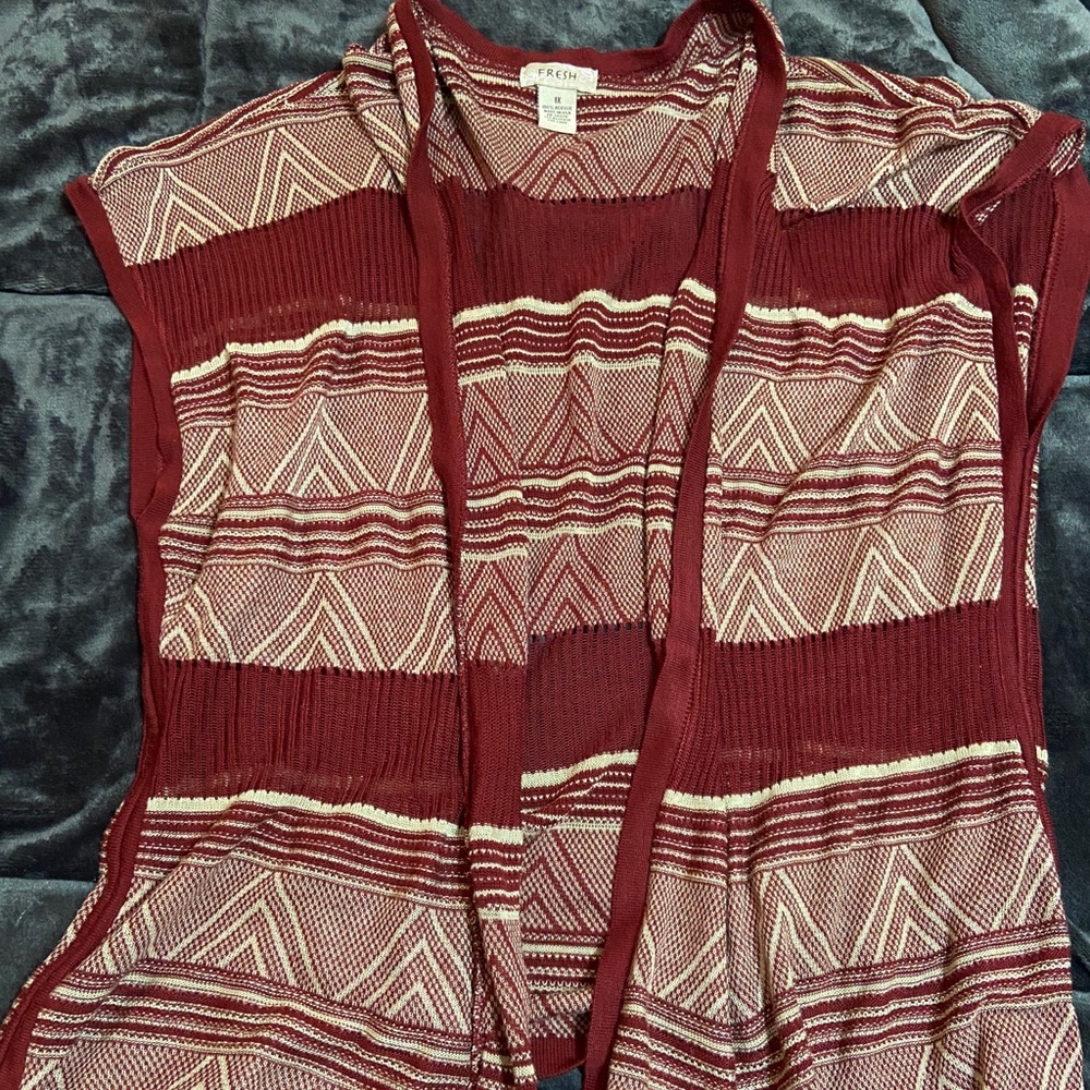 Burnt orange sleeveless cardigan